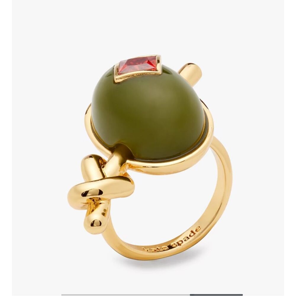 Kate Spade NEW size 7 ring - Martini Olive - shaken or stirred - Picture 6 of 8